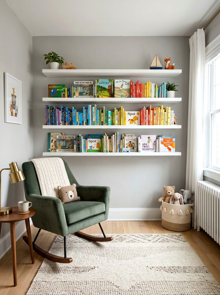 Floating Shelves Nursery - 30 nursery library wall ideas