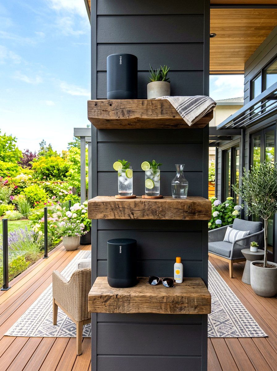 Floating Shelves - 30 deck storage ideas