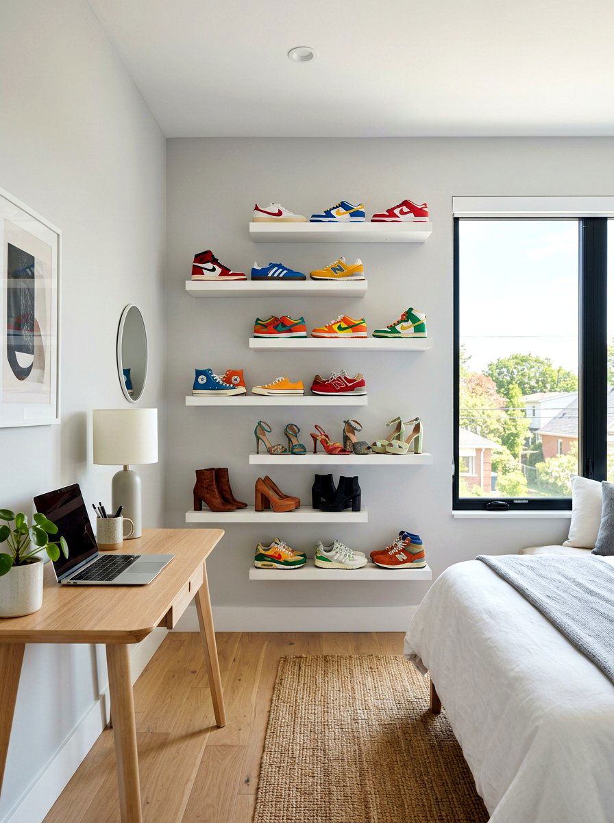 Floating Shoe Shelf - 30 shoe closet ideas