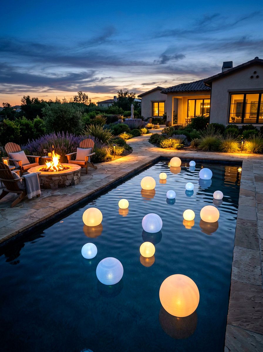 Floating Solar Pool Globes - 30 pool lighting ideas