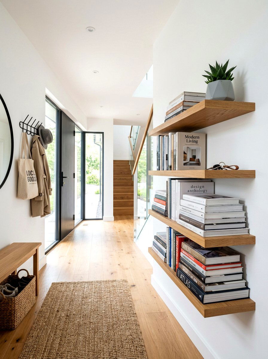 Floating Stacked Book Shelf - 30 stacked book table ideas