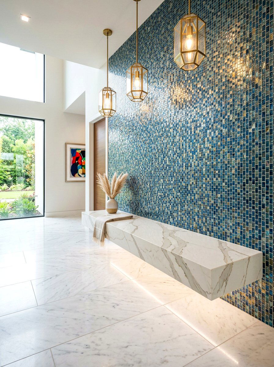 Floating Stone Bench - 30 steam shower ideas