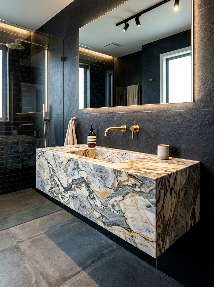 Floating Stone Vanity - 30 neo deco bathroom vanity ideas