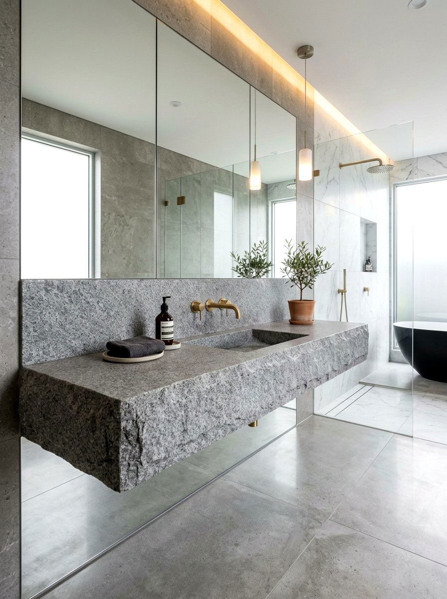 Floating Stone Vanity - 30 bathroom sink ideas