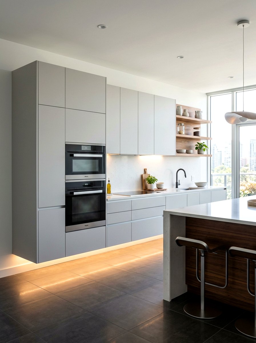 Floating Tall Cabinet Design - 30 floor to ceiling kitchen cabinets ideas