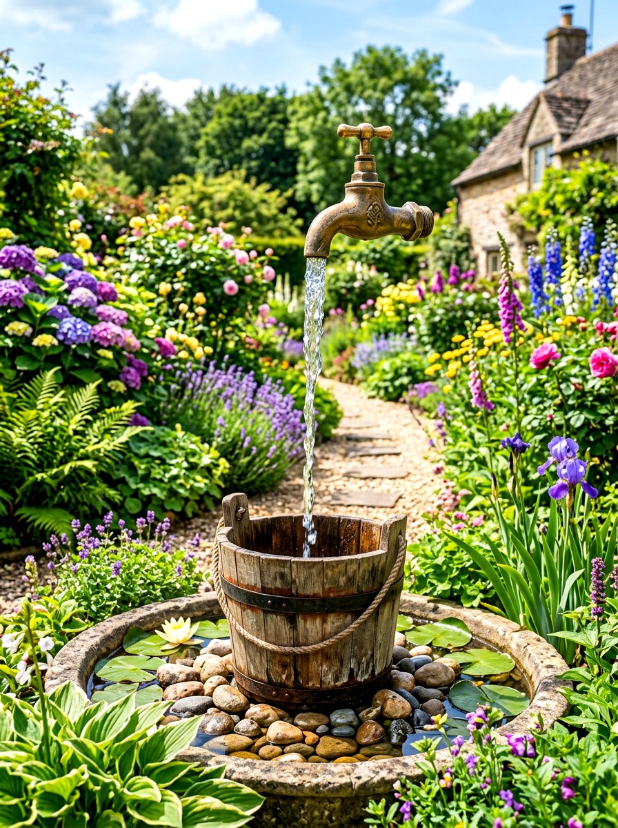 Floating Tap Fountain - 30 garden fountain ideas