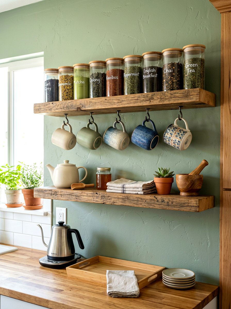 Floating Tea Shelves - 30 tea station ideas