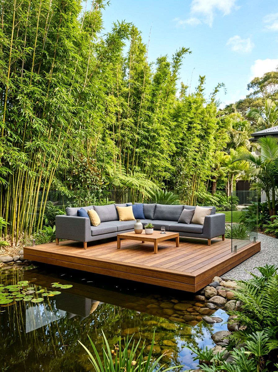 Floating Timber Deck Seating - 30 tea garden seating ideas