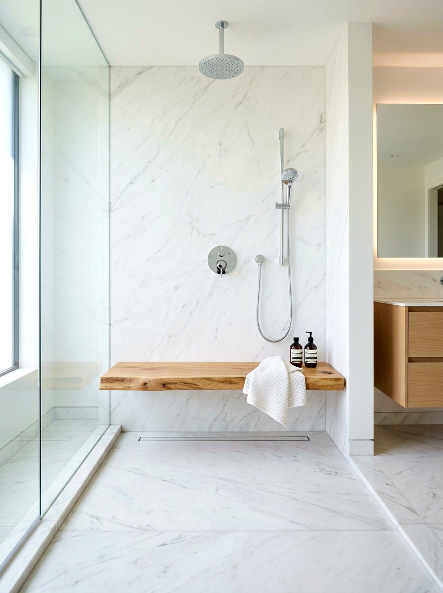 Floating Timber Shower Bench