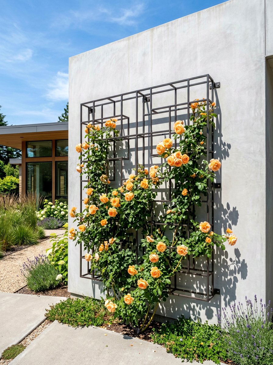 Floating Trellis Panel - 30 rose trellis wall ideas