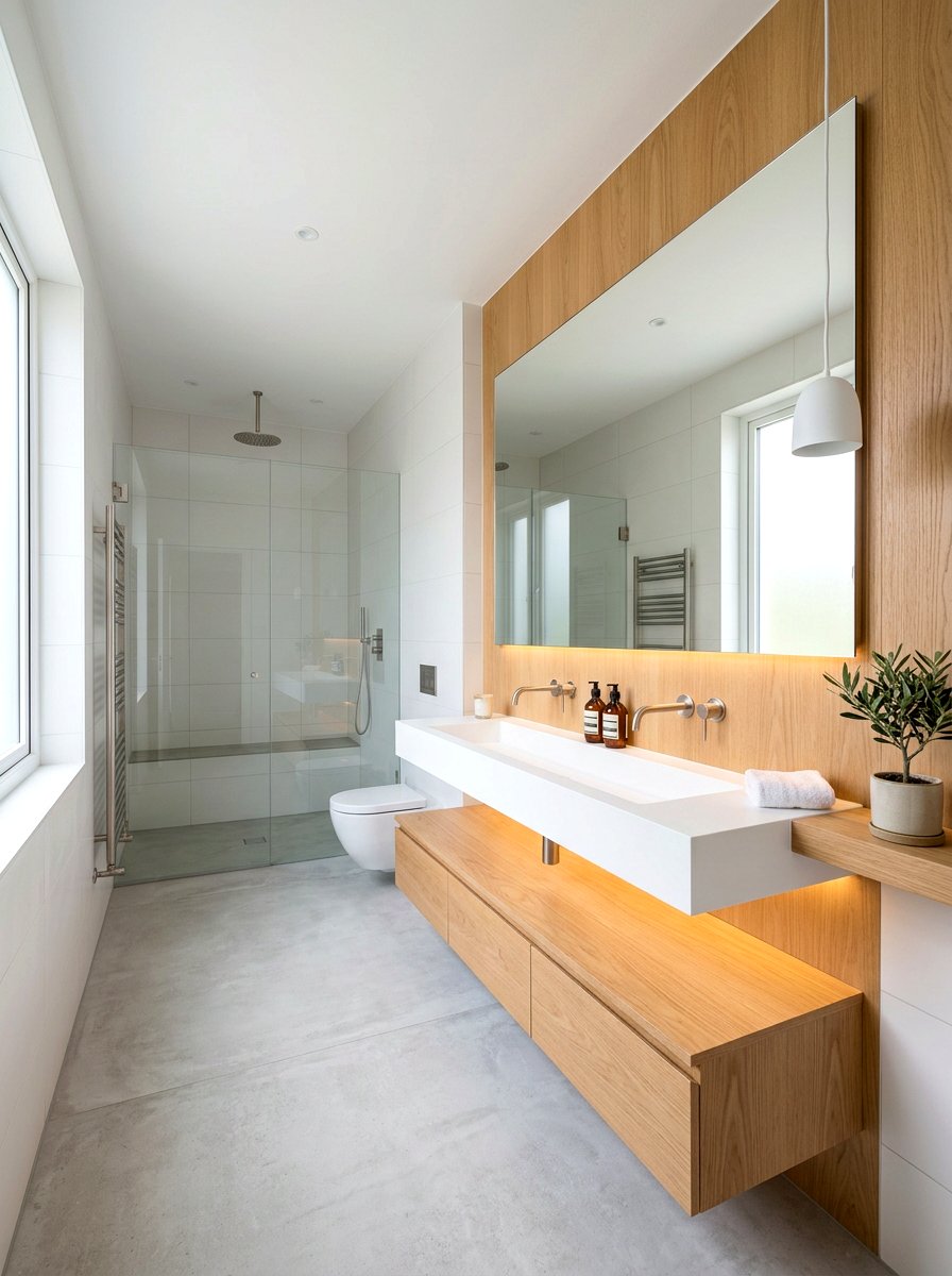 Floating Trough Sink - 30 trough sink bathroom ideas