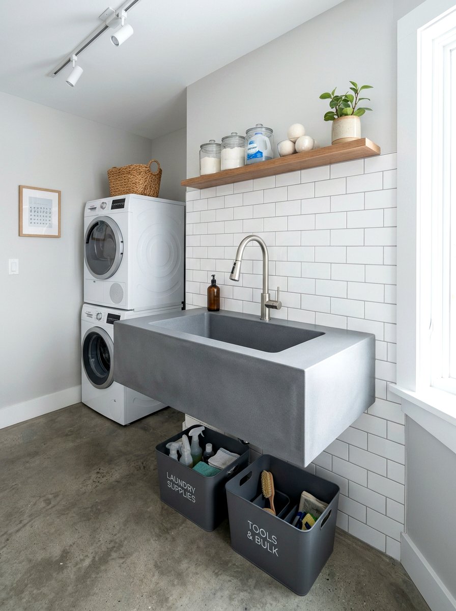 Floating Utility Sink - 30 garage sink station ideas