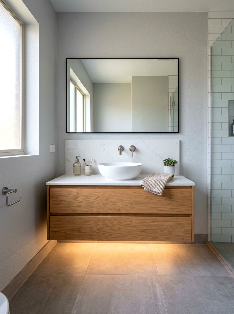 Floating Vanity Bath - 30 tiny powder bath ideas