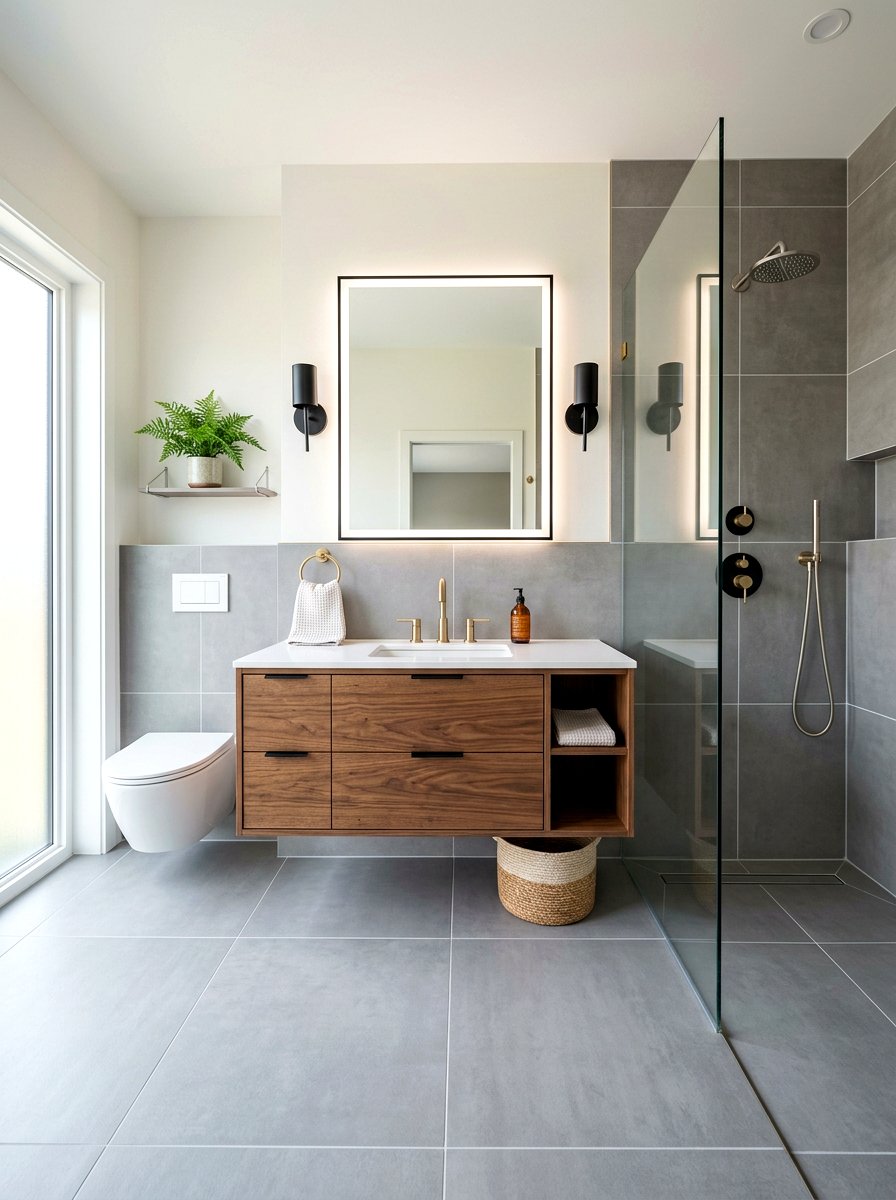 Floating Vanity Layout - 30 curbless shower ideas