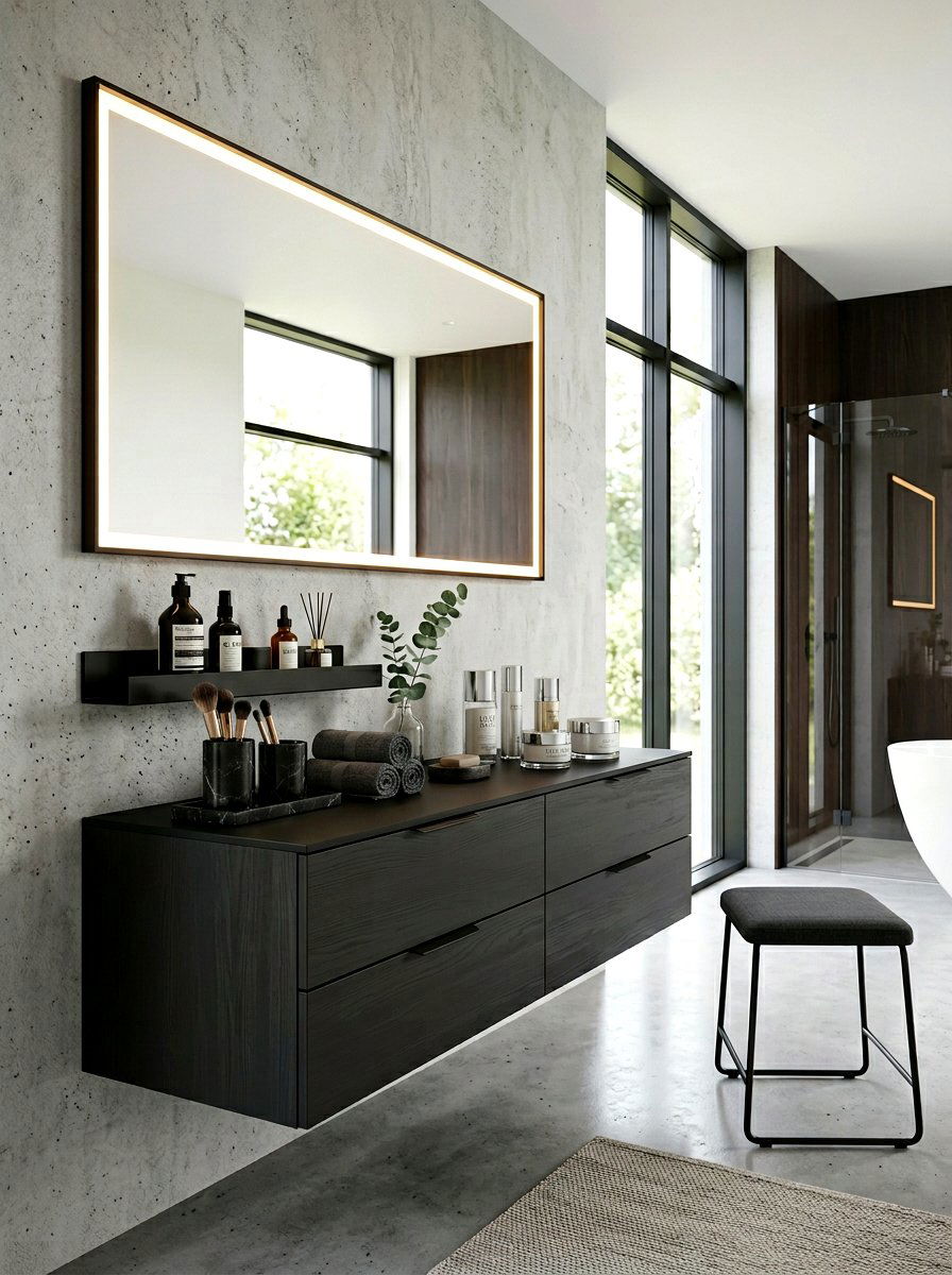 Floating Vanity With Lighted Mirror - 30 walk in closet vanity ideas
