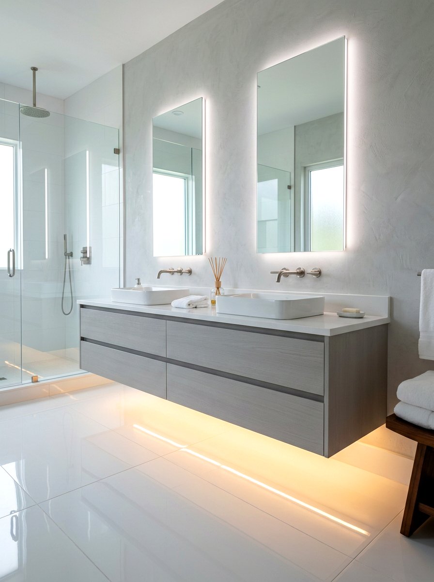 Floating Vanity With Under Lighting - 30 floating vanity ideas