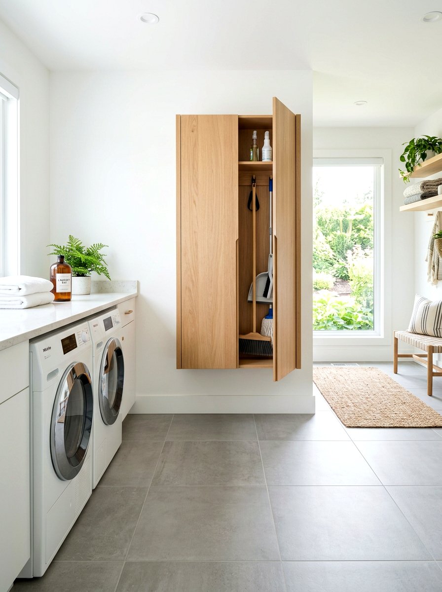 Floating Wall Broom Cabinet - 30 tall broom cabinet ideas