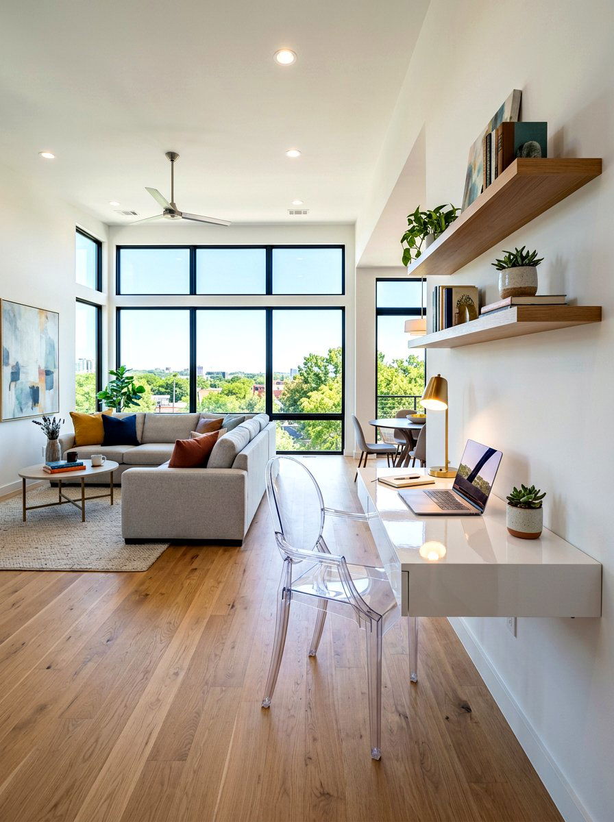 Floating Wall Desk - 30 Murphy desk apartment ideas