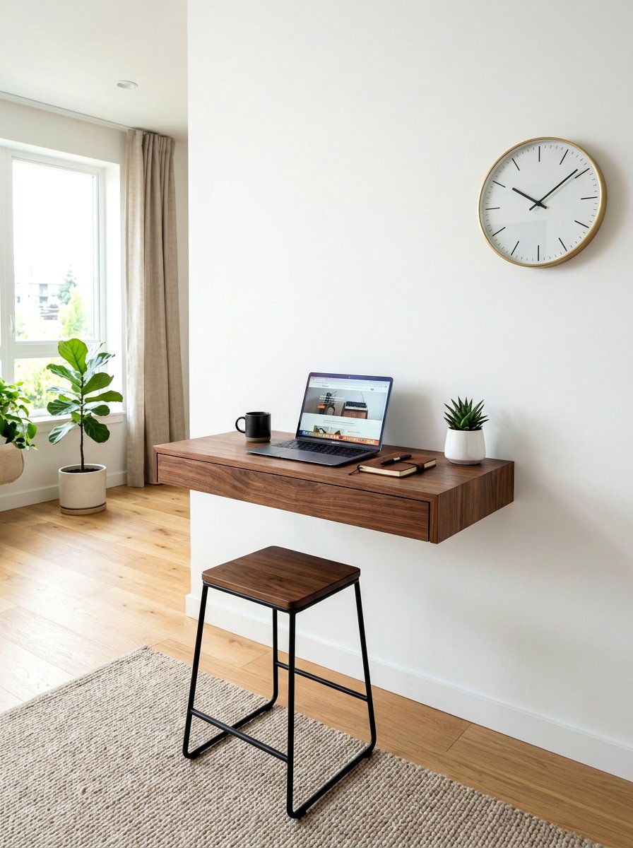 Floating Wall Desk - 30 video call office ideas
