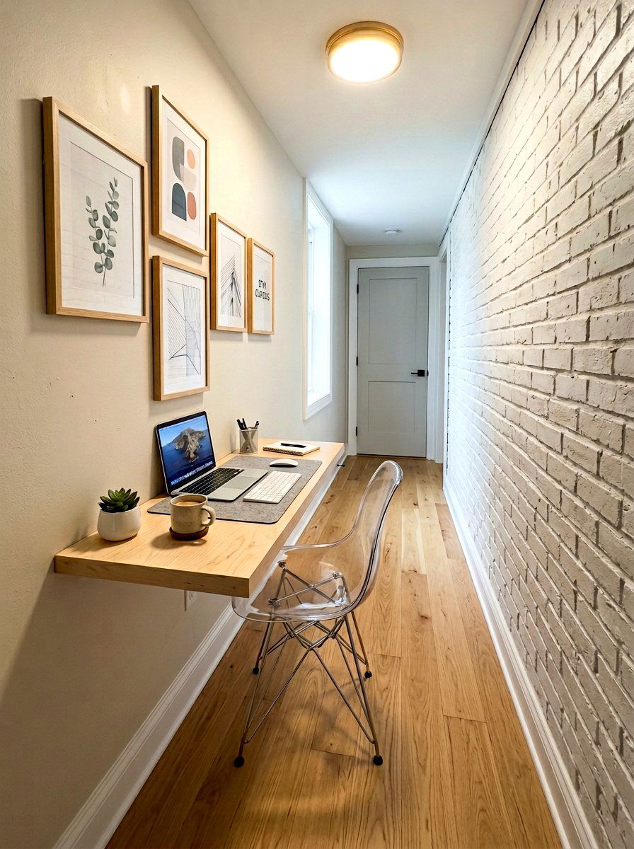 Floating Wall Desk - 30 basement office nook ideas