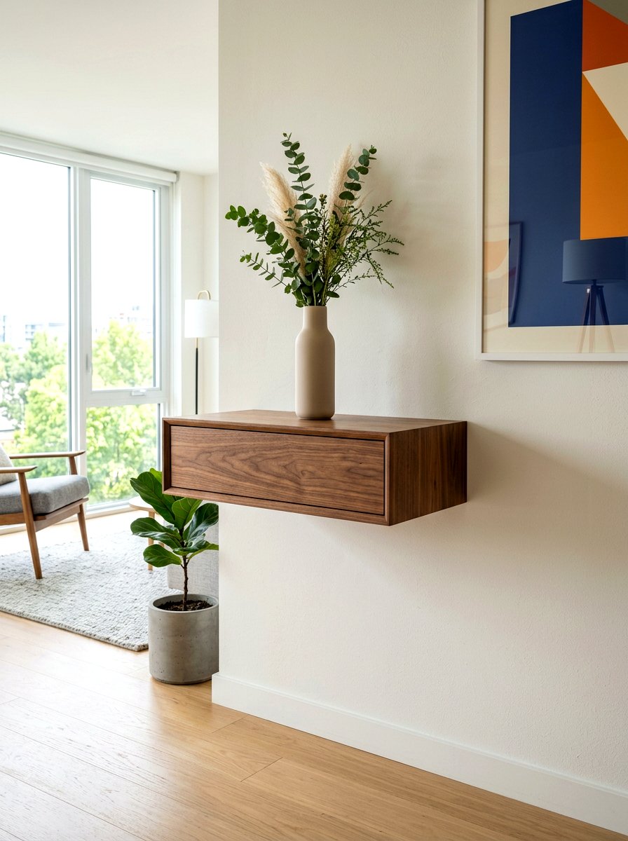 Floating Wall Drawer - 30 narrow entryway storage ideas