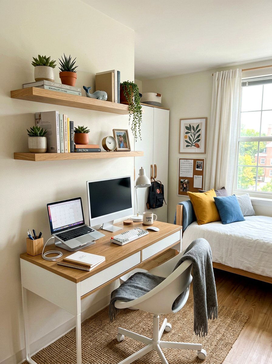 Floating Wall Ledge Shelves - 30 dorm wall decor ideas