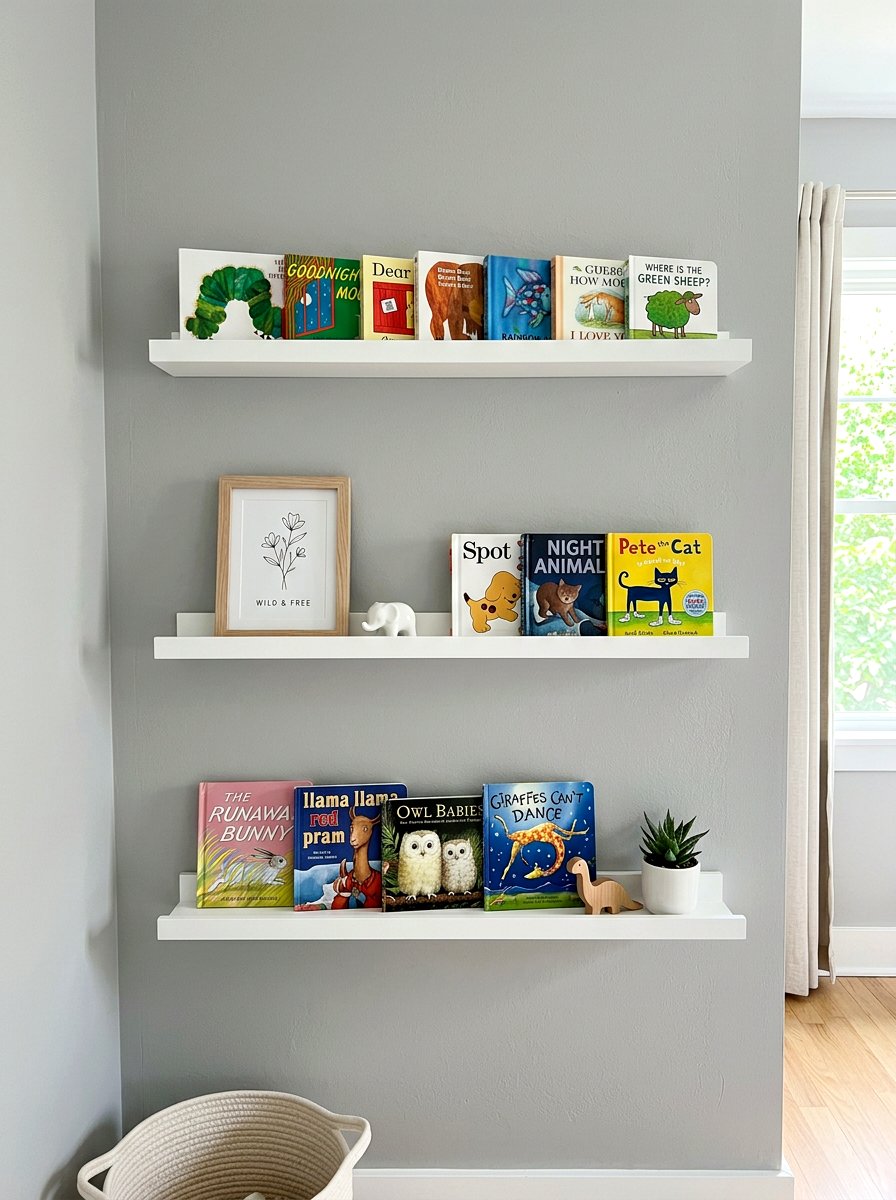 Floating Wall Ledges - 30 nursery storage ideas