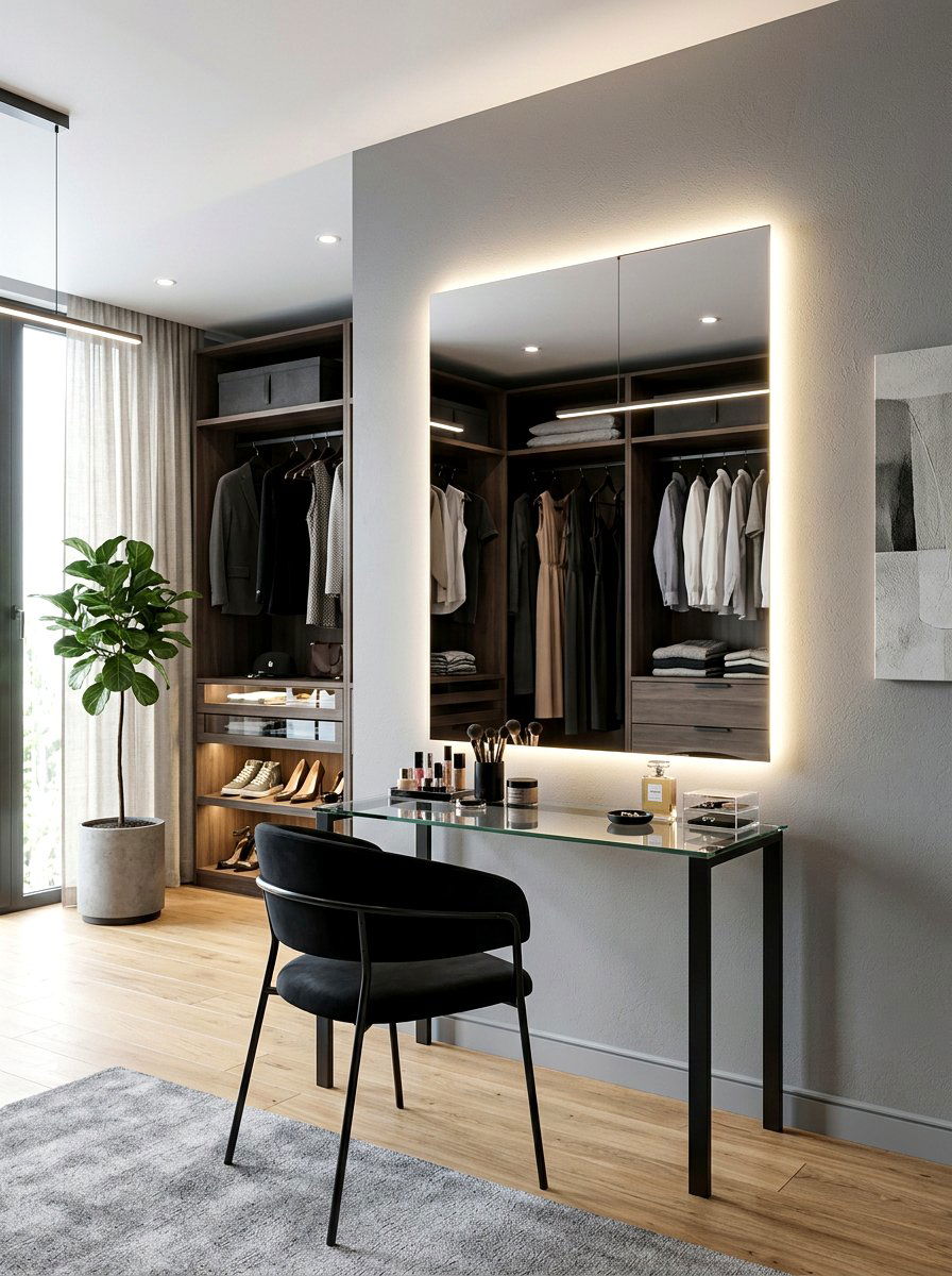 Floating Wall Mirror - 30 dressing room mirror wall ideas