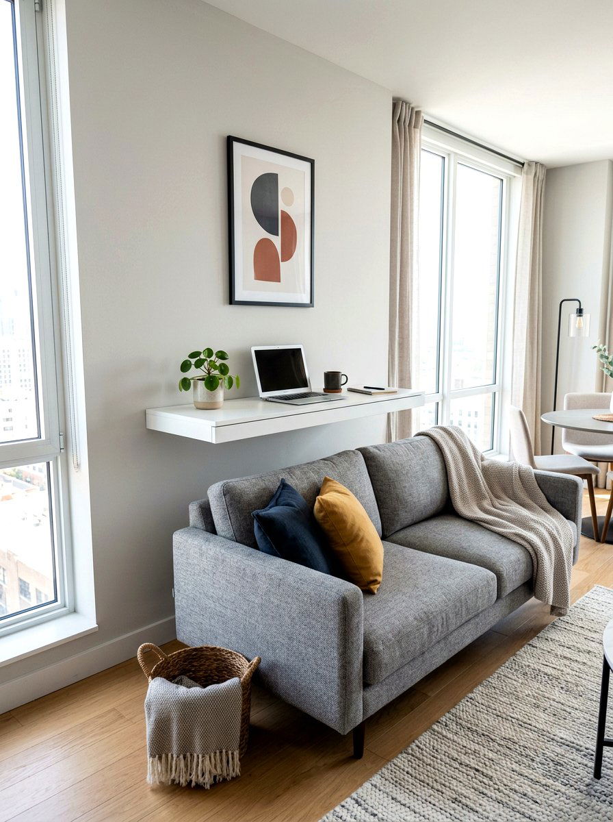Floating Wall Mounted Table - 30 sofa table ideas