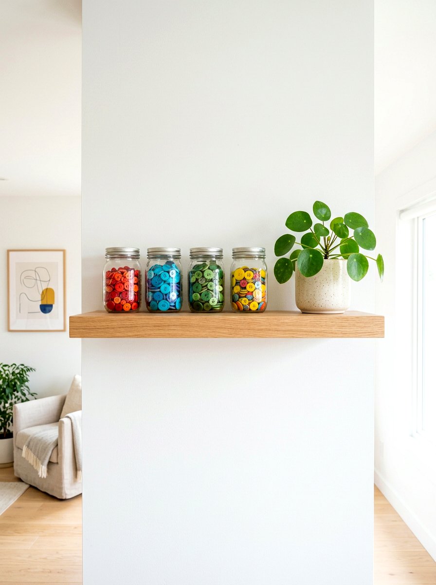 Floating Wall Shelf - 30 organizing a craft room ideas