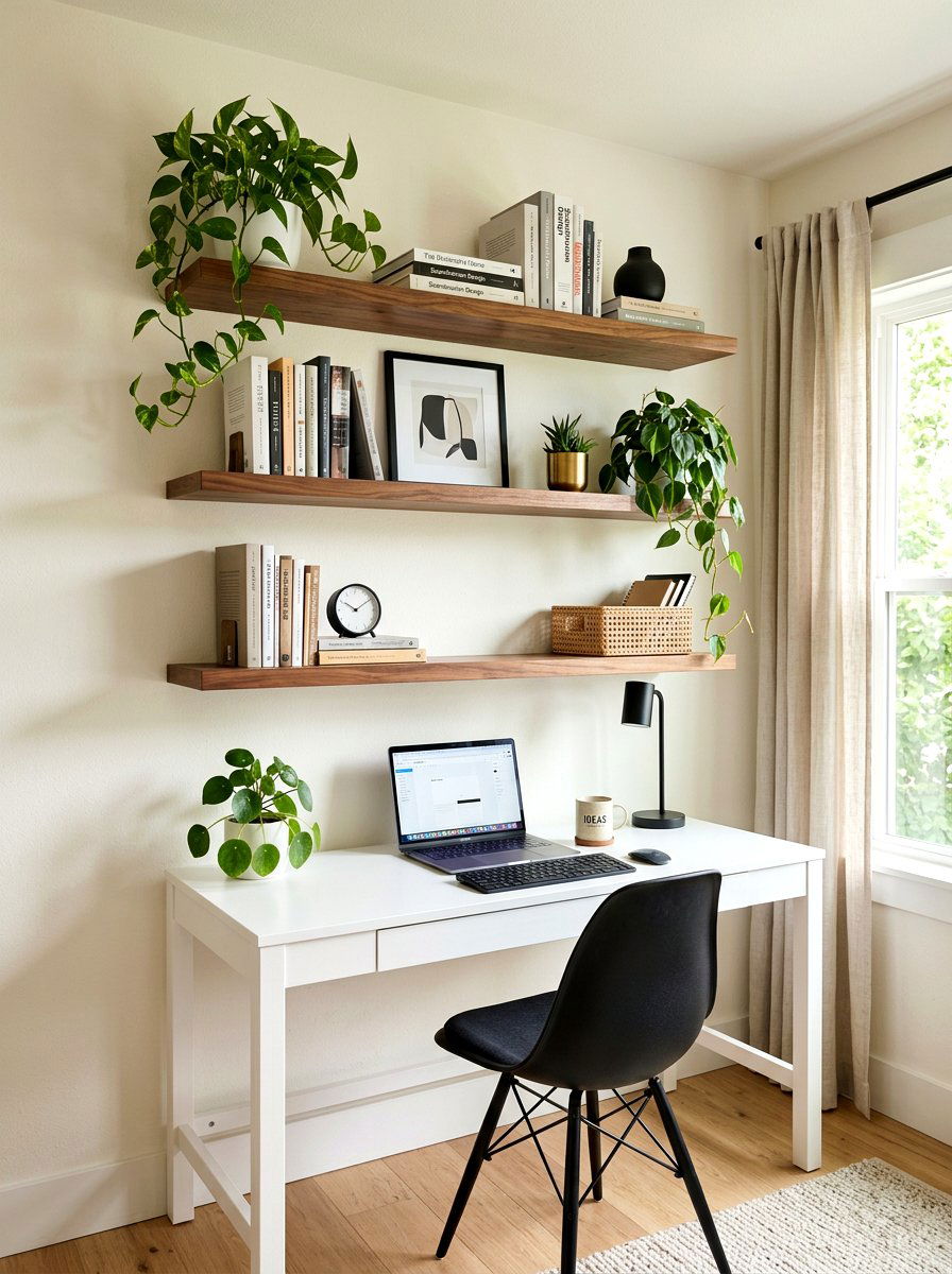 Floating Wall Shelf - 30 study wall ideas
