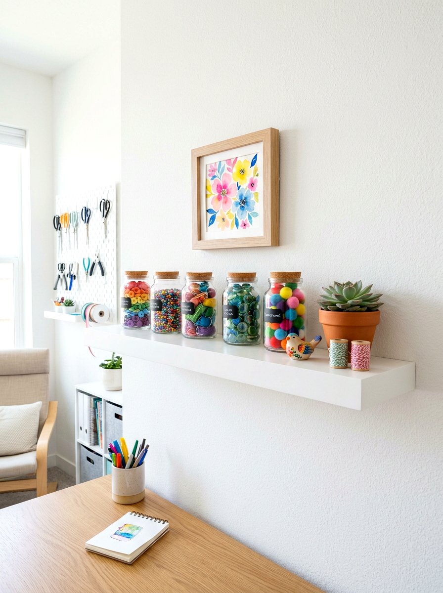 Floating Wall Shelf - 30 craft supply storage ideas