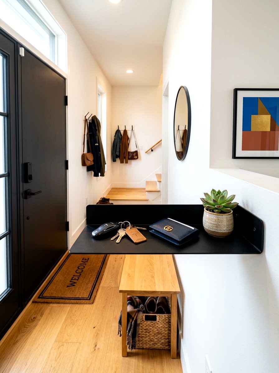 Floating Wall Shelf - 30 family entryway ideas