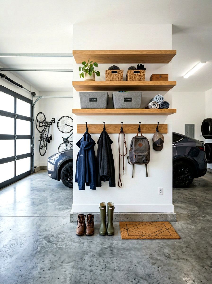 Floating Wall Shelf - 30 garage mudroom ideas