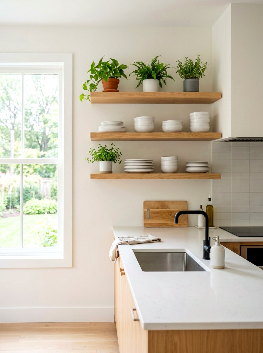 Floating Wall Shelf - 30 micro kitchen storage ideas