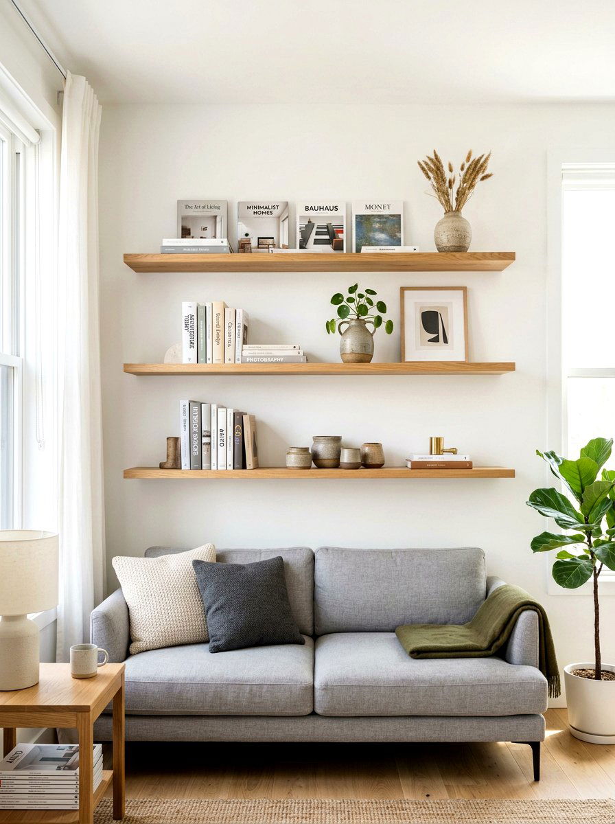Floating Wall Shelf Storage - 30 studio apartment storage ideas