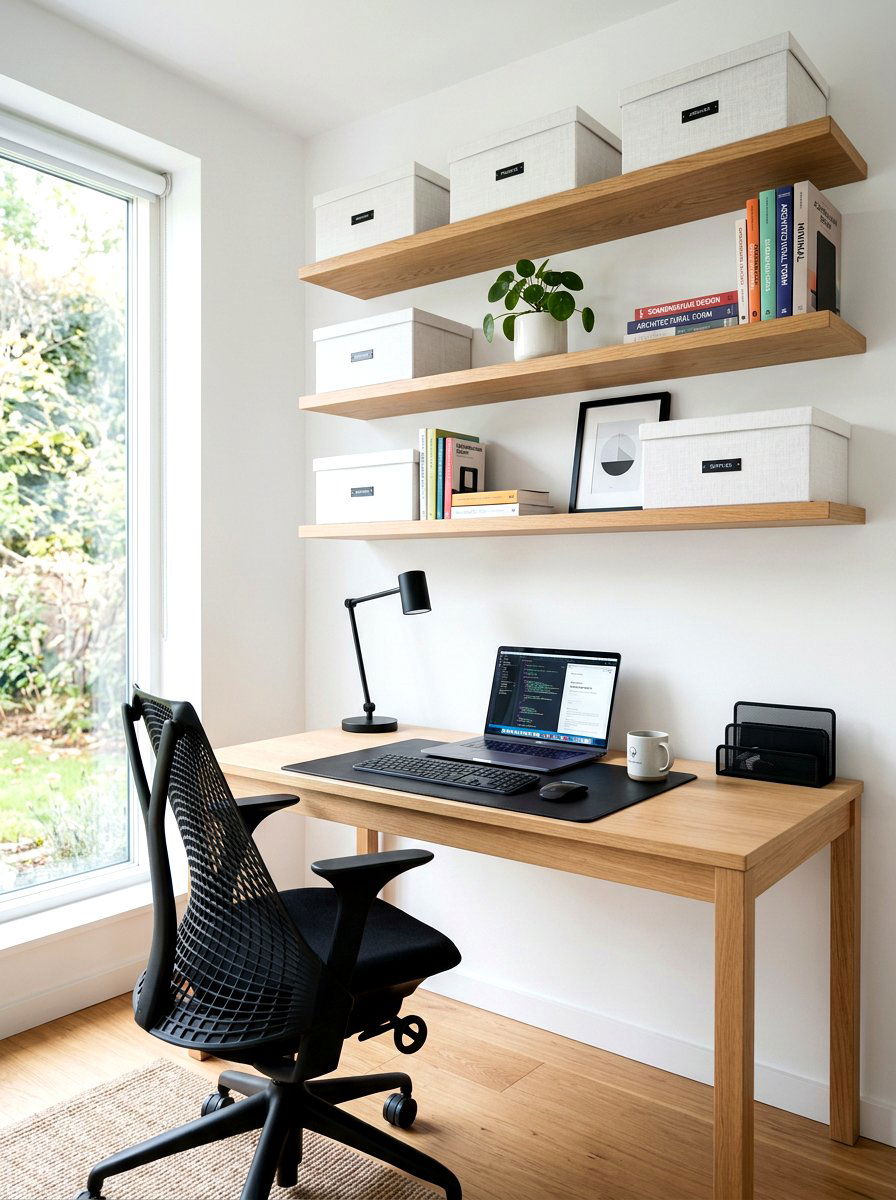 Floating Wall Shelves - 30 file cabinet alternatives ideas