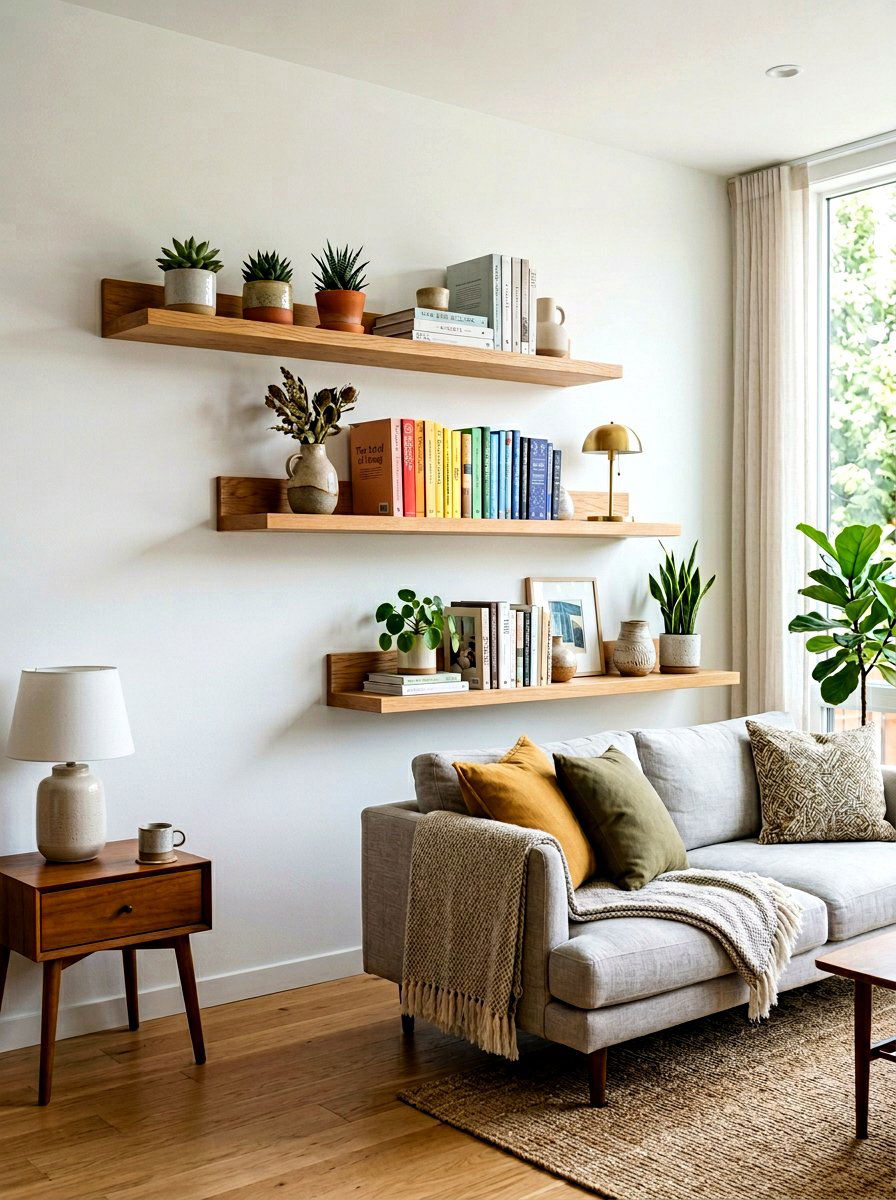 Floating Wall Shelves - 30 newlywed home ideas