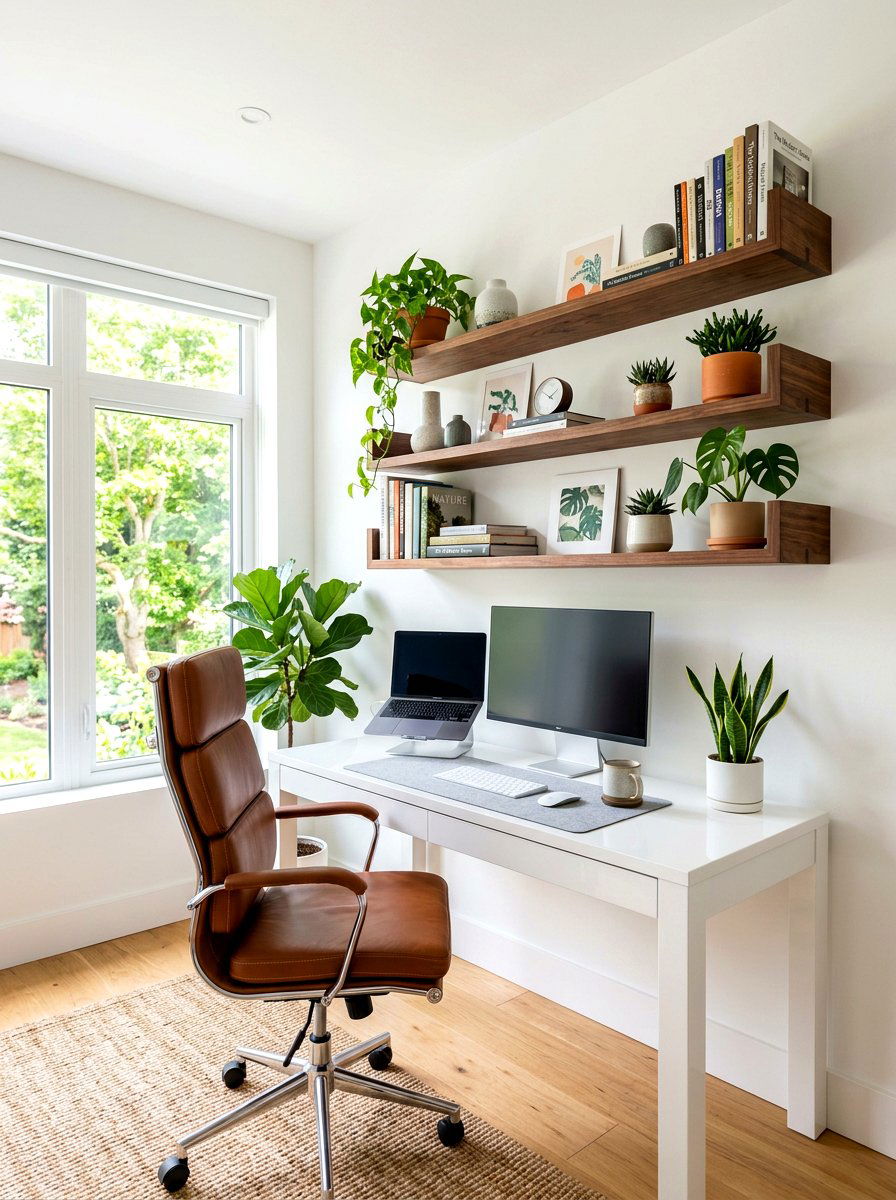 Floating Wall Shelves - 30 organizing a home office ideas