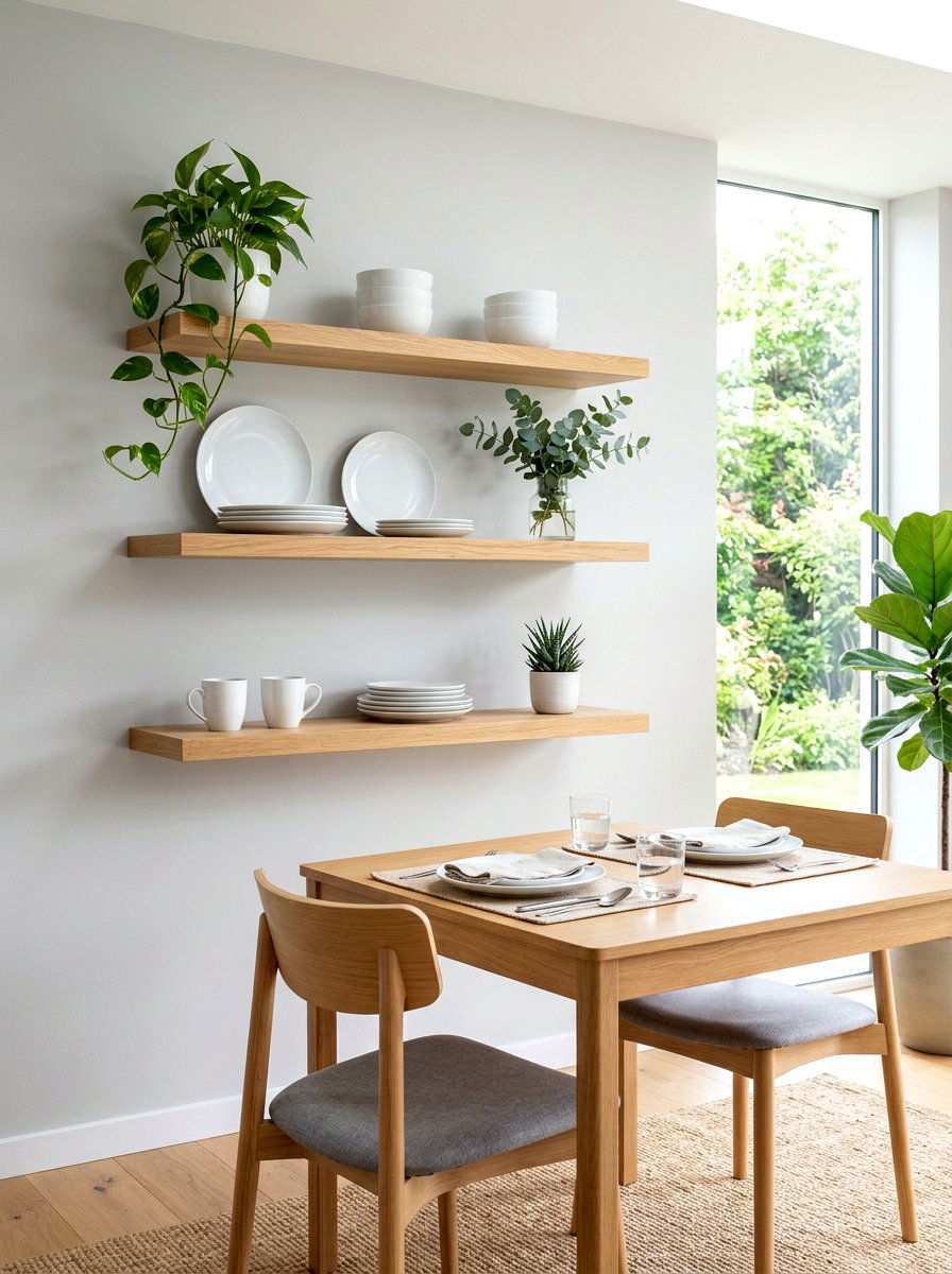 Floating Wall Shelves - 30 small dining room ideas