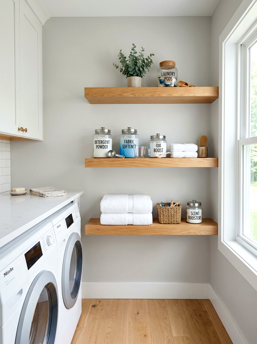 Floating Wall Shelves - 30 small utility room ideas