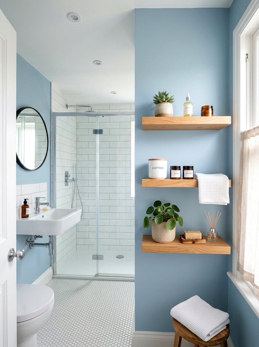 Floating Wall Shelves - 30 tiny bathroom storage ideas