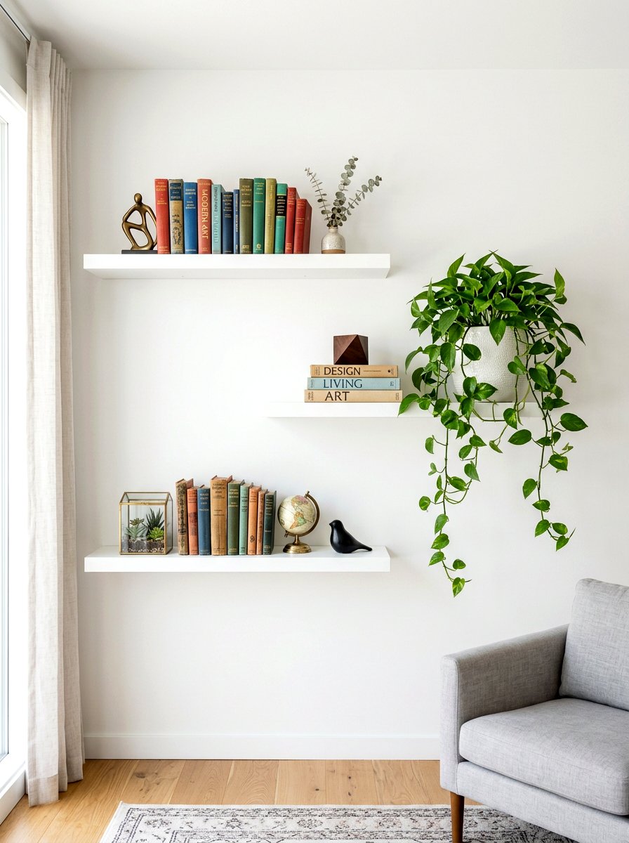 Floating Wall Shelves - 30 Pinterest apartment decor ideas