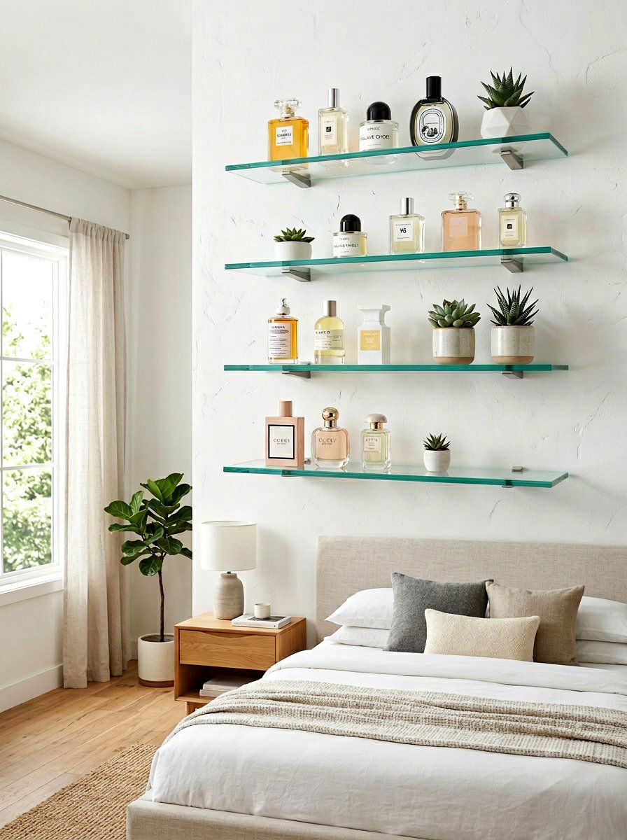 Floating Wall Shelves - 30 beauty product storage ideas