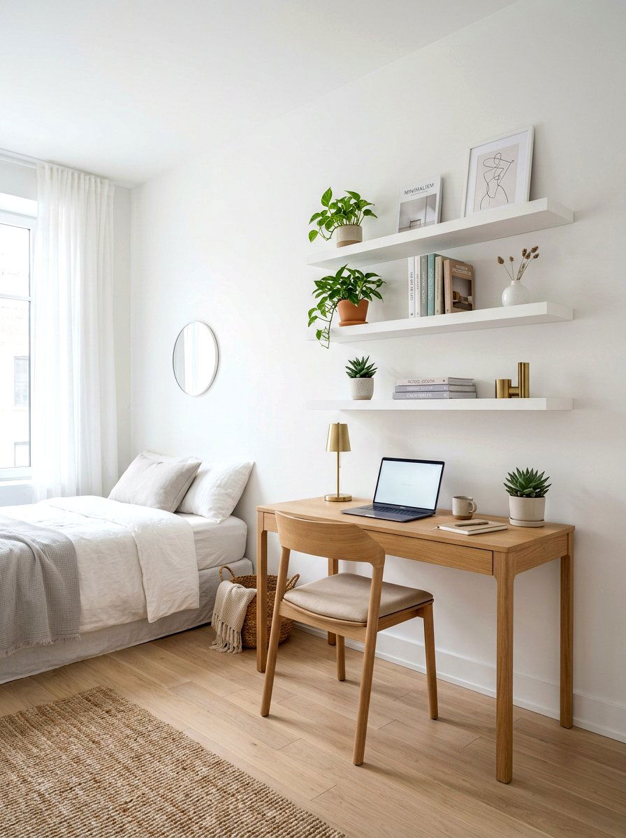 Floating Wall Shelves - 30 bedroom storage ideas