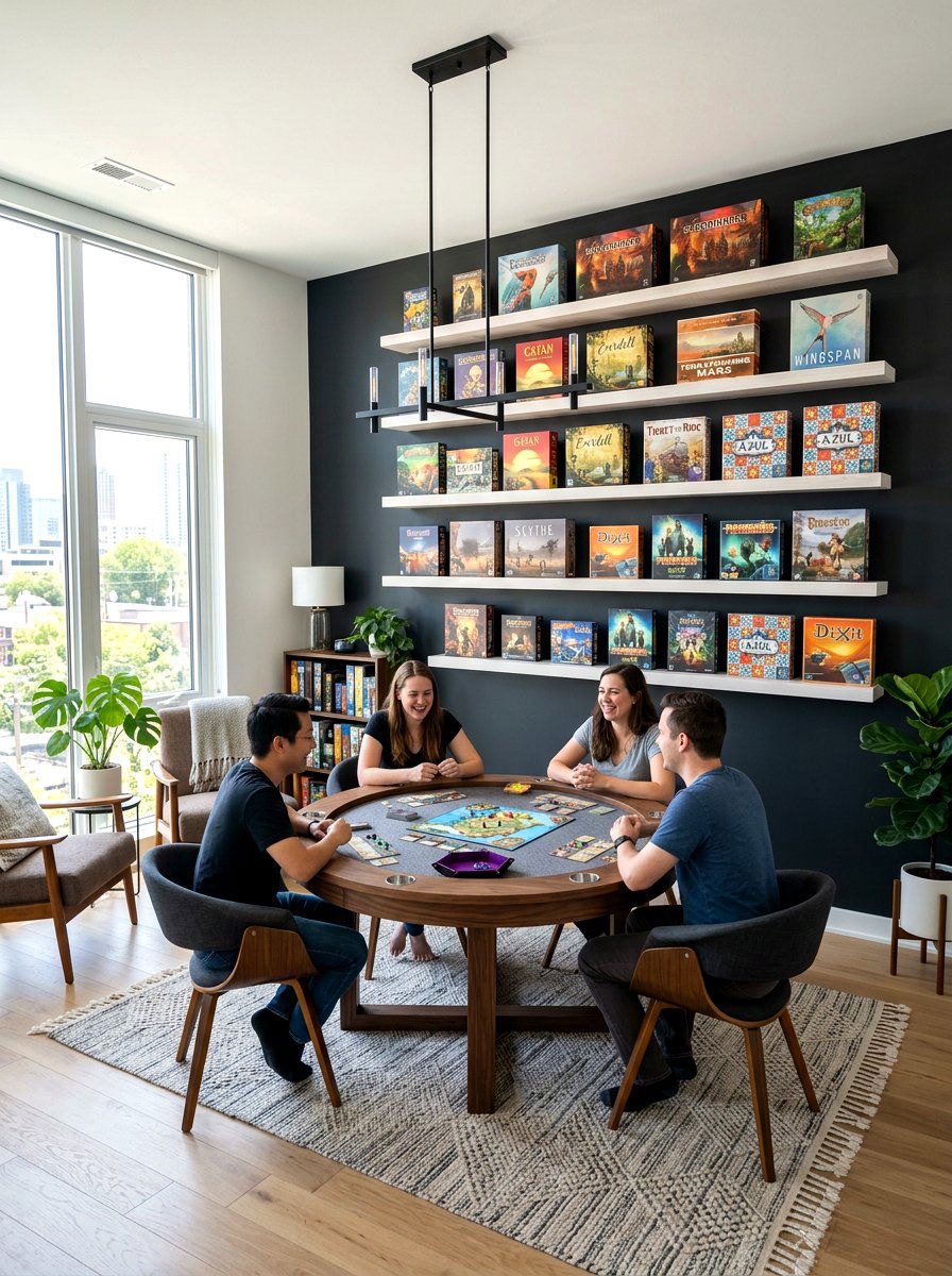 Floating Wall Shelves - 30 board game storage ideas