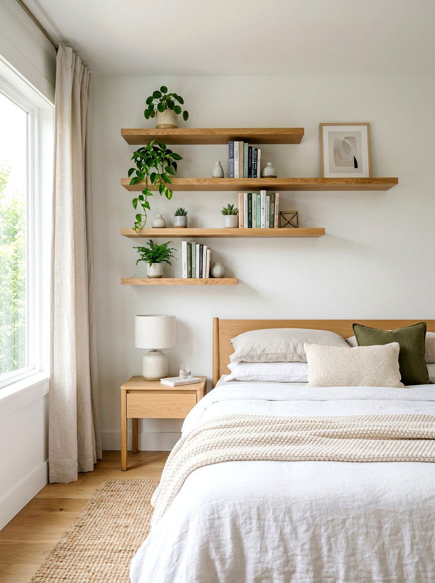 Floating Wall Shelves - 30 bookcase decor ideas