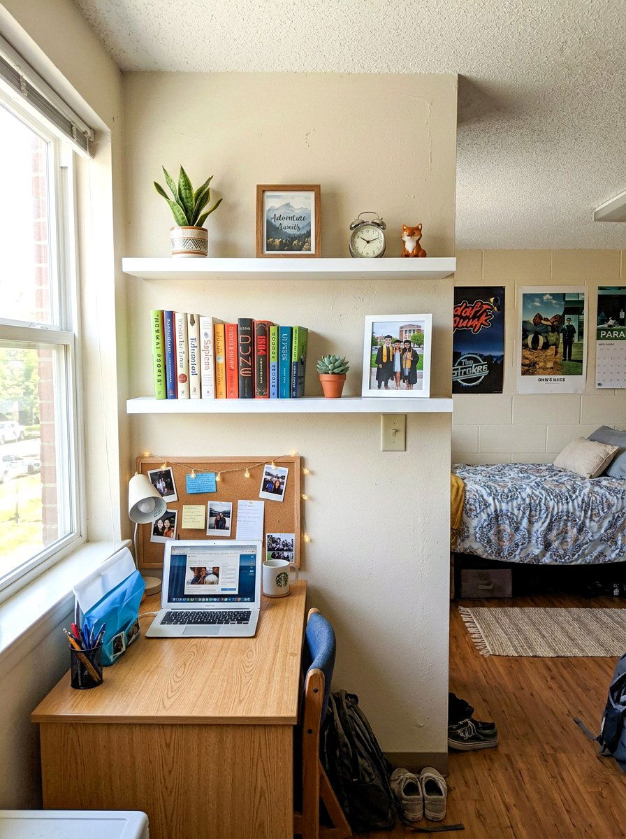 Floating Wall Shelves - 30 dorm storage ideas