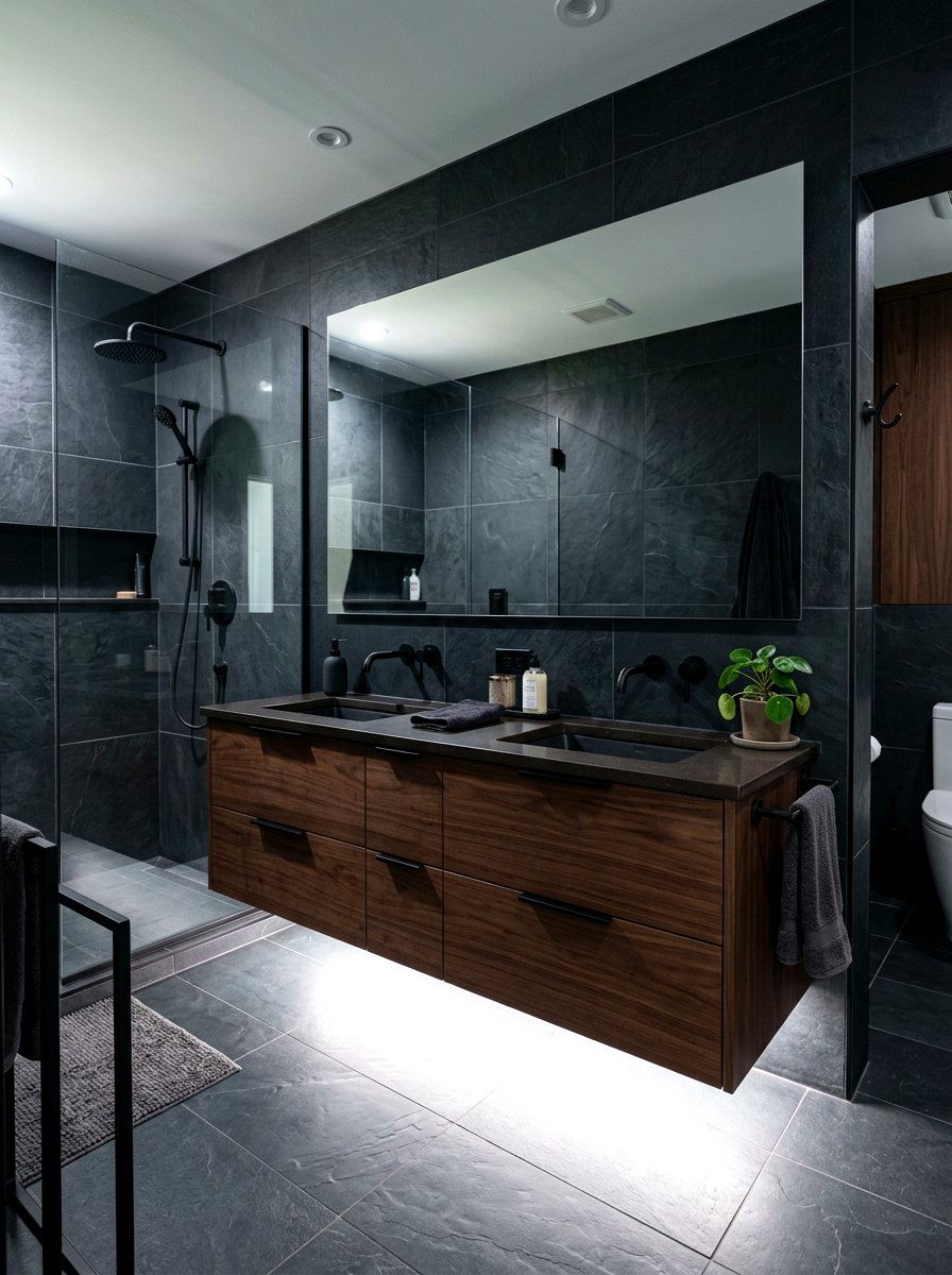 Floating Walnut Vanity - 30 wood vanity ideas