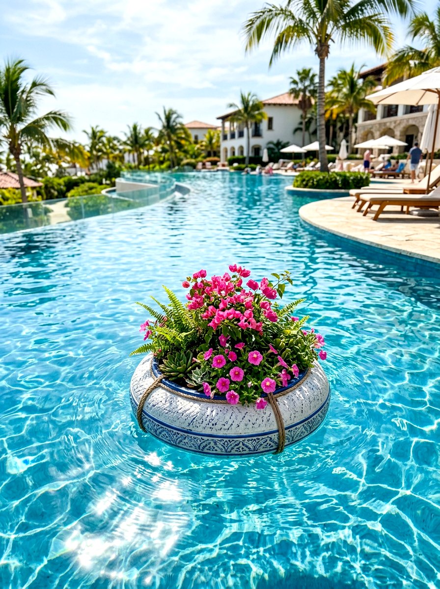 Floating Water Planter - 30 poolside planters ideas